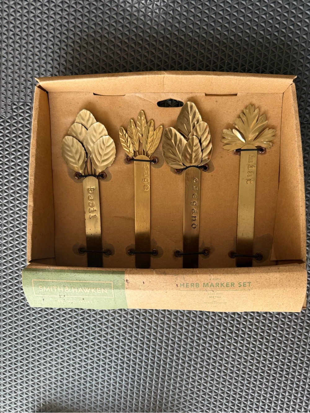Smith & Hawken Brass Herb Garden Markers - Gold Leaf Tops